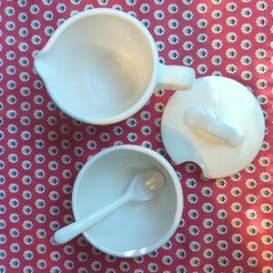 Classic Off White Ceramic Creamer and Sugar Bowl Set